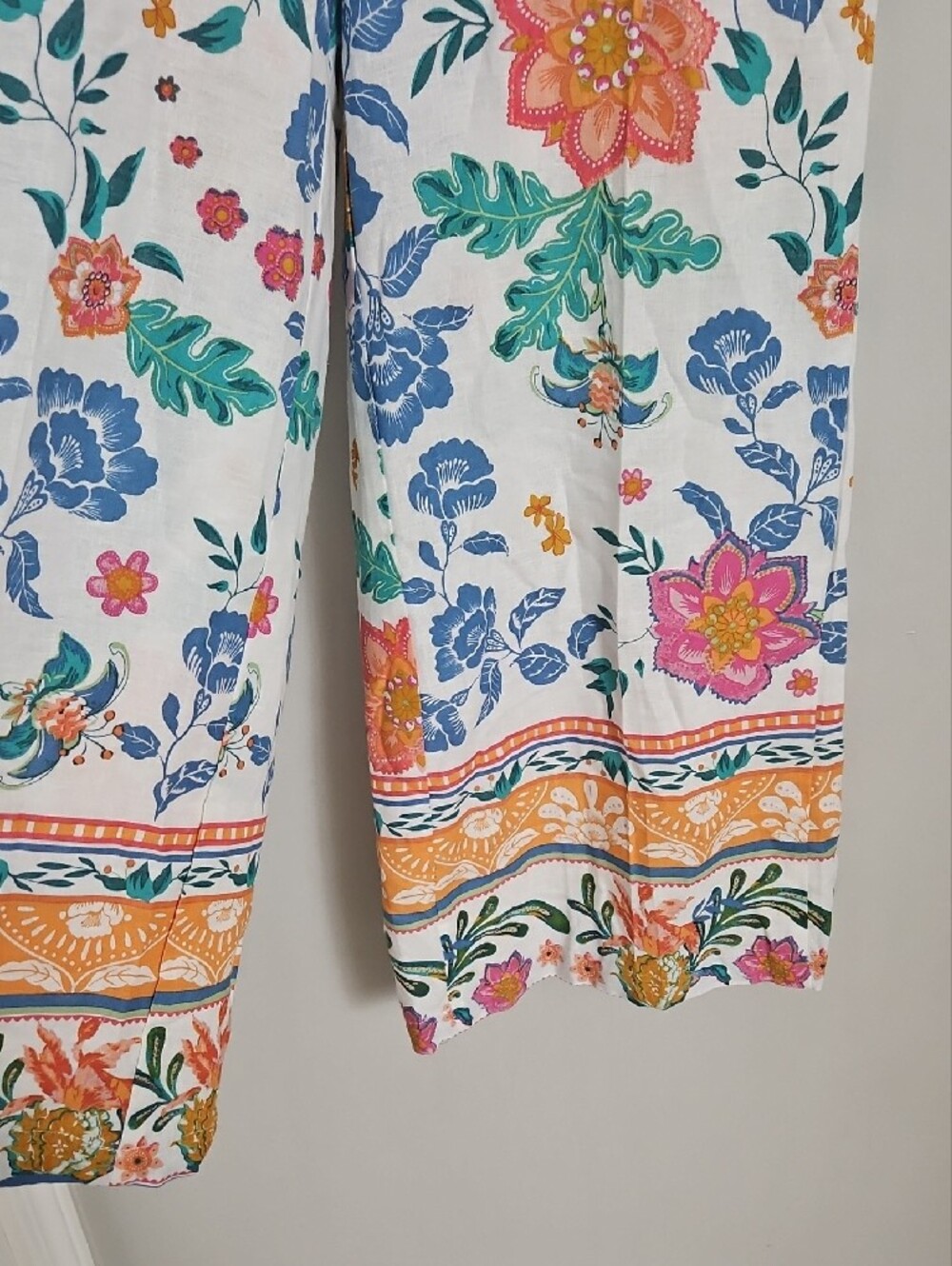 Rachel Zoe Linen Blend Floral Palazzo Pants XS High Rise Wide Leg Belted Resort - Picture 5 of 9